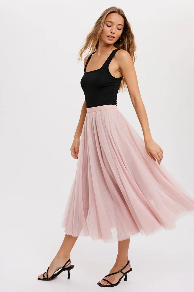 Tulle Midi Skirt Dusty Pink Arise to the Occasion